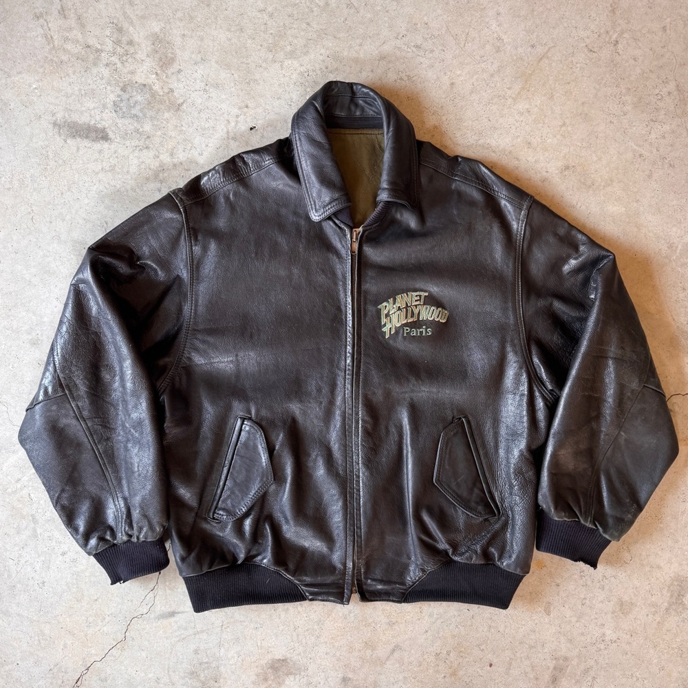 Vintage 90s Planet Hollywood Paris Exclusive Leather Jacket